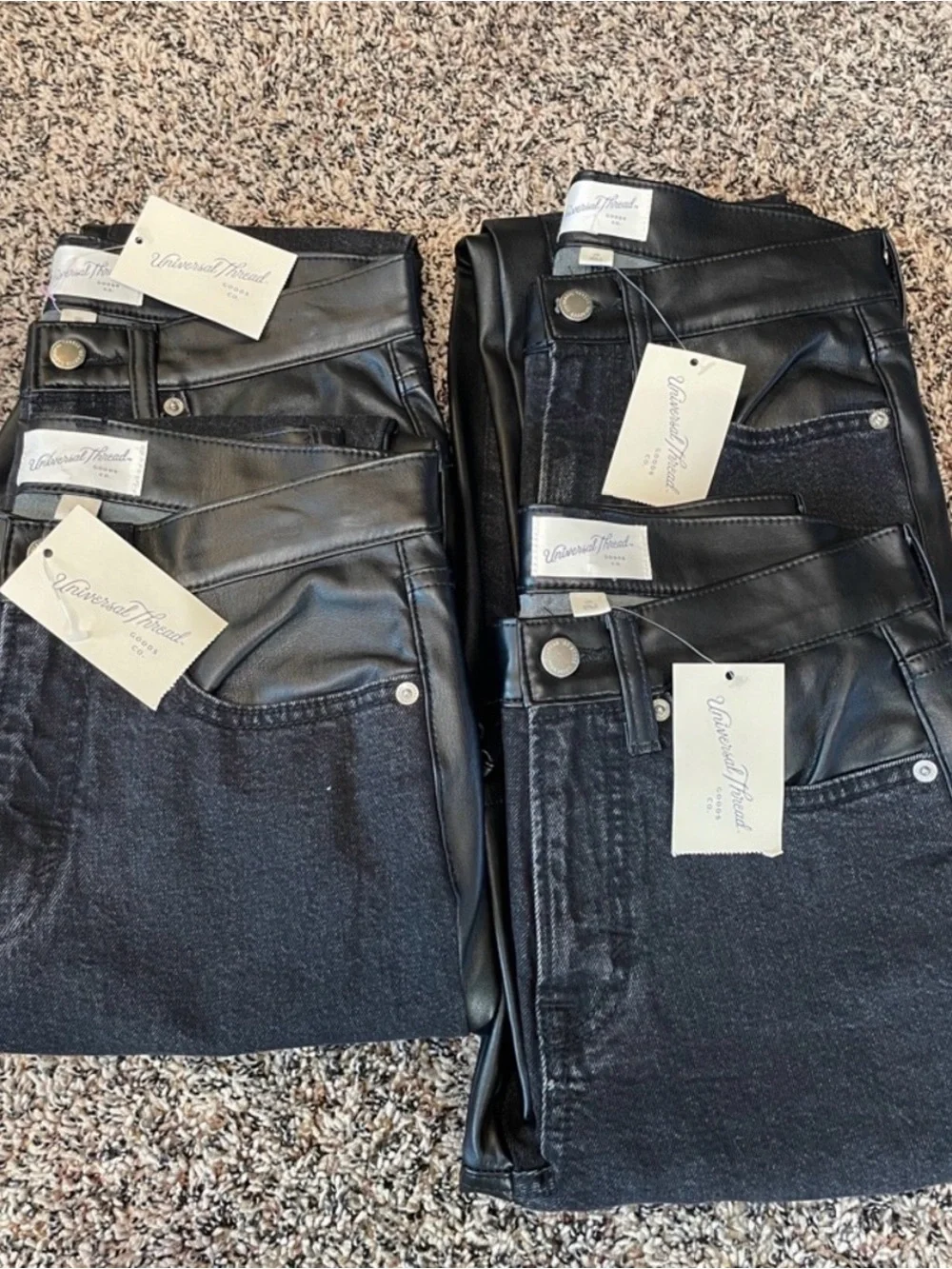 Universal Thread Dual Fabric High-Rise Slim Straight Jeans with Faux Leather